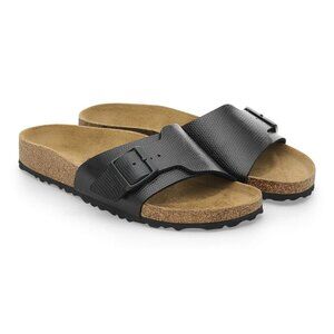 BIRKENSTOCK Catalina Birko-Flor Shiny Black Slide Sandal Buckle Size 9 US NWT
